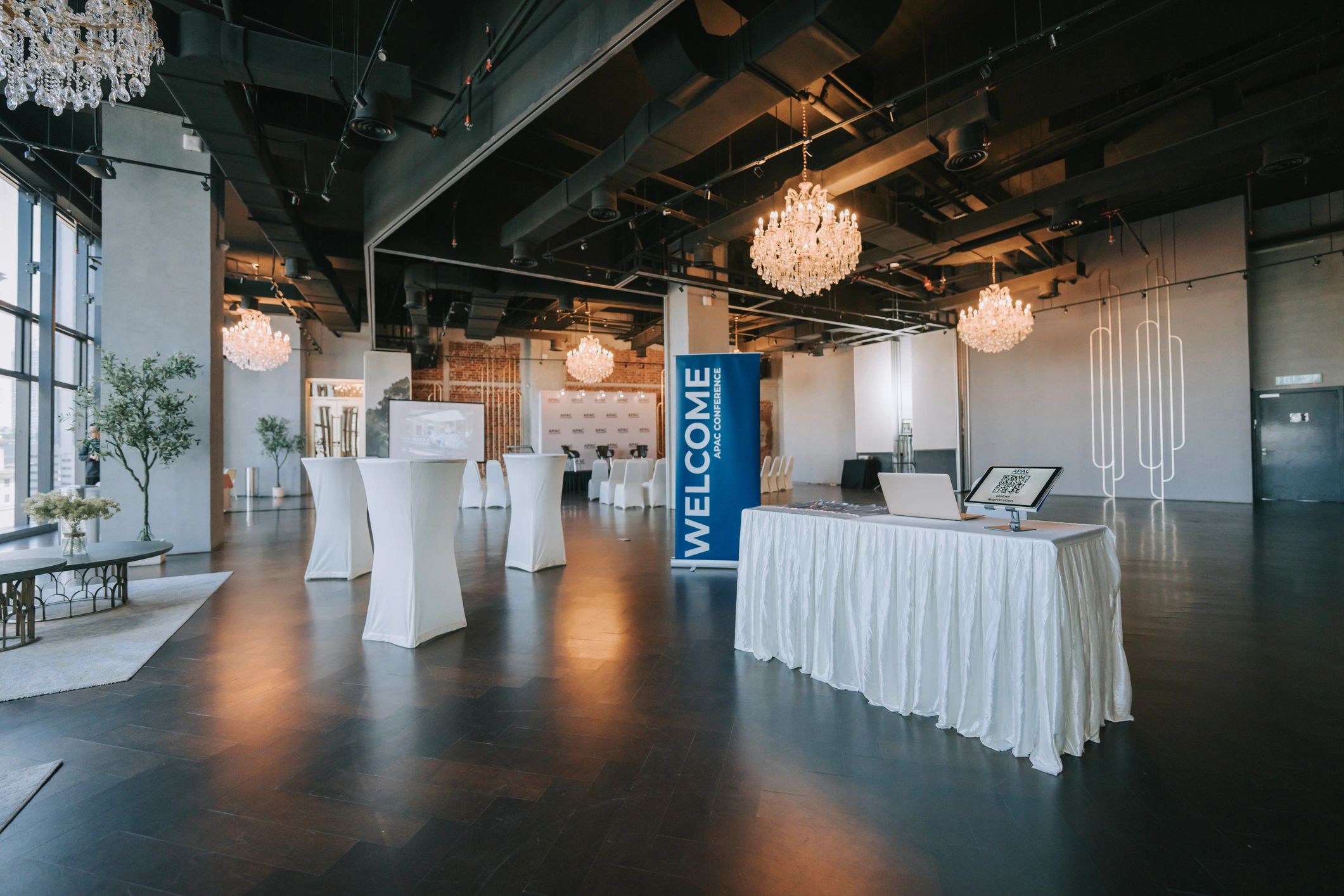 Guest check-in area at an event venue